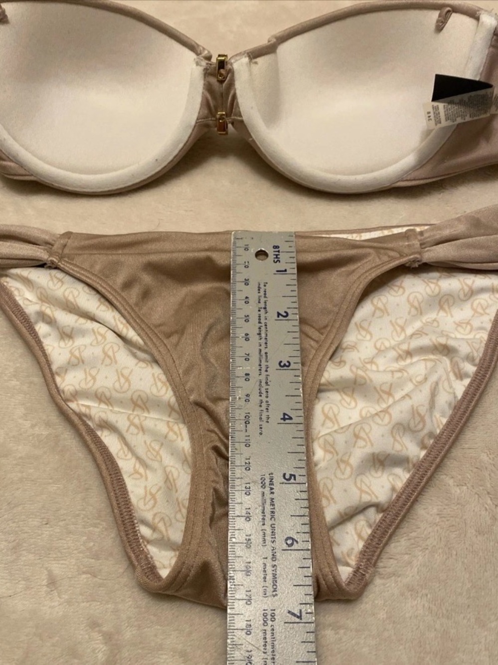 Victoria's Secret Metallic Champagne Bandeau Bikini Set - Picture 16 of 16